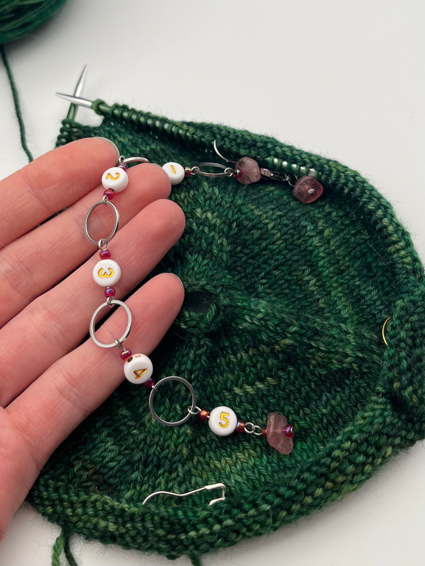 Reihenzähler 1-5 Erdbeerquarz mit kleinem Ring Silber