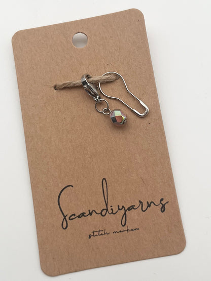 Rondellperle Bunt mit Karabiner Silber