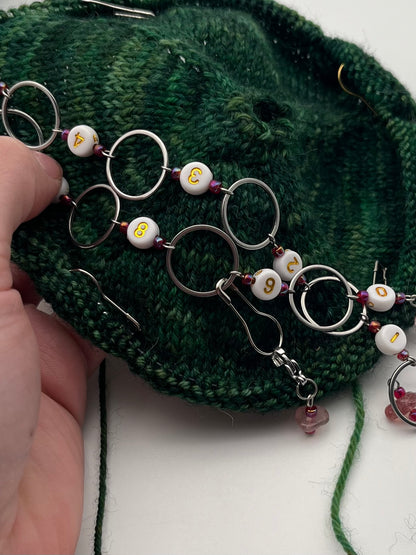 Reihenzähler 1-10 Erdbeerquarz mit großem Ring Silber