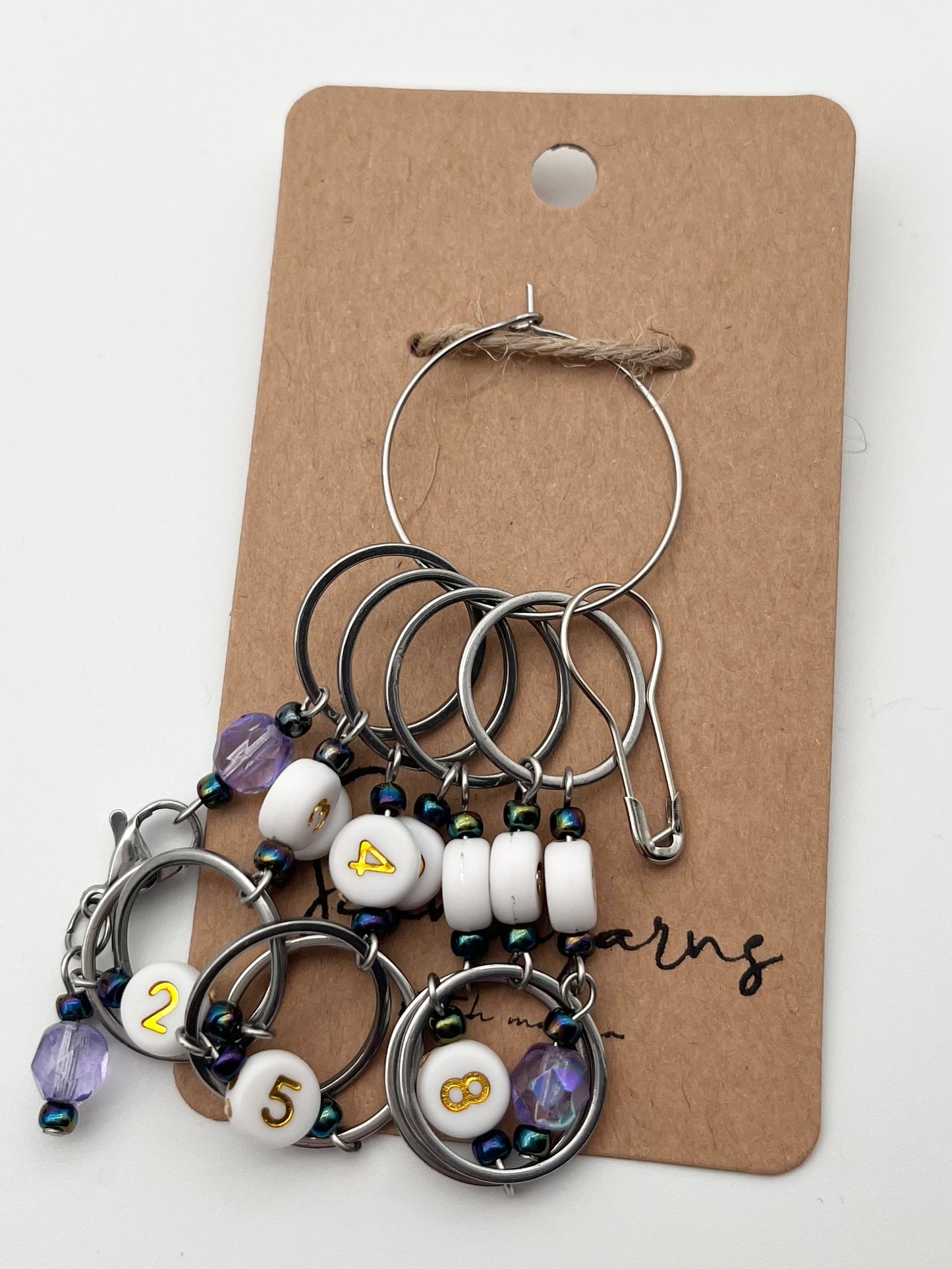 Reihenzähler 1-10 Rondellperle mit großem Ring Silber