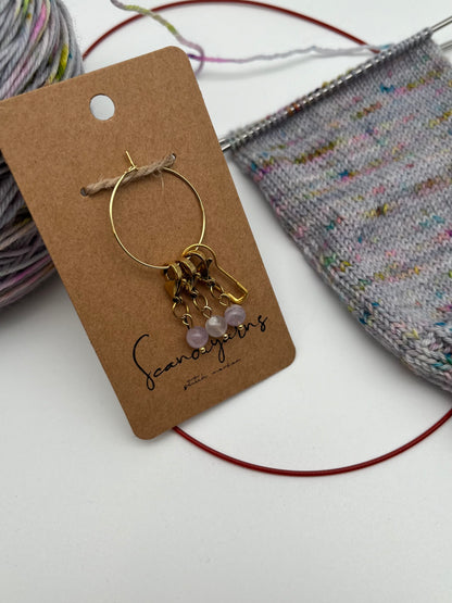 Amethyst mit Karabiner 3er Set Gold