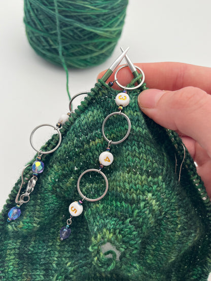 Reihenzähler 1-5 Rondellperle mit großem Ring Silber