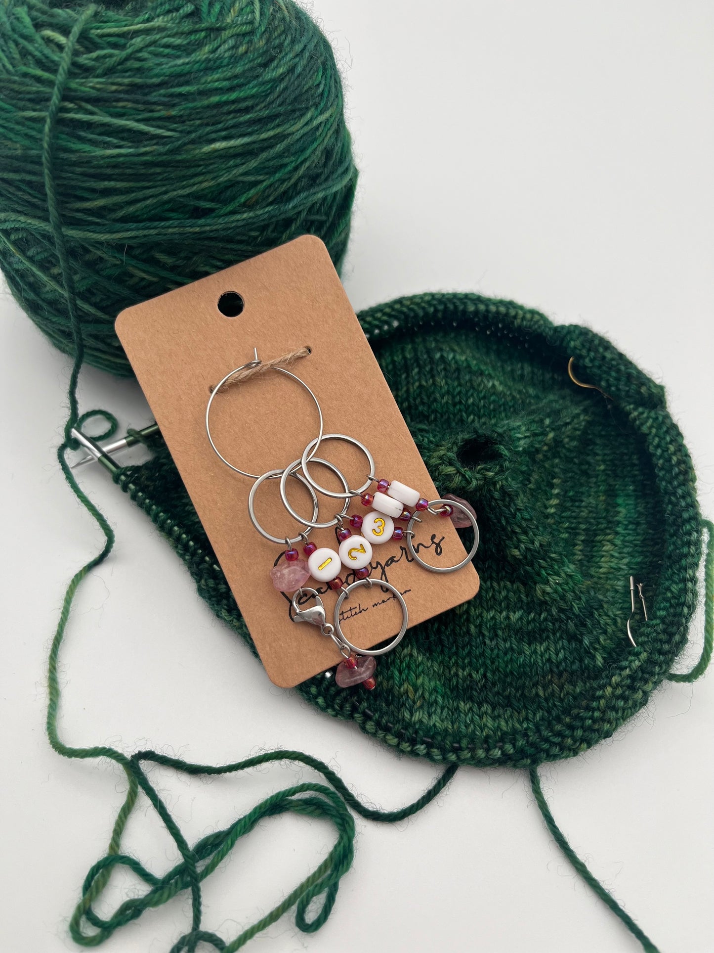 Reihenzähler 1-5 Erdbeerquarz mit großem Ring Silber