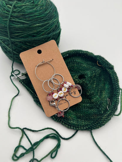 Reihenzähler 1-5 Erdbeerquarz mit großem Ring Silber