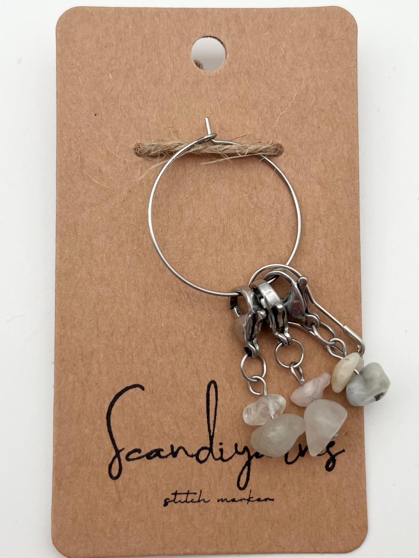 Morganit Stein mit Karabiner 3er Set Silber