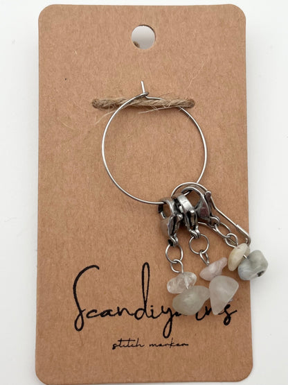 Morganit Stein mit Karabiner 3er Set Silber