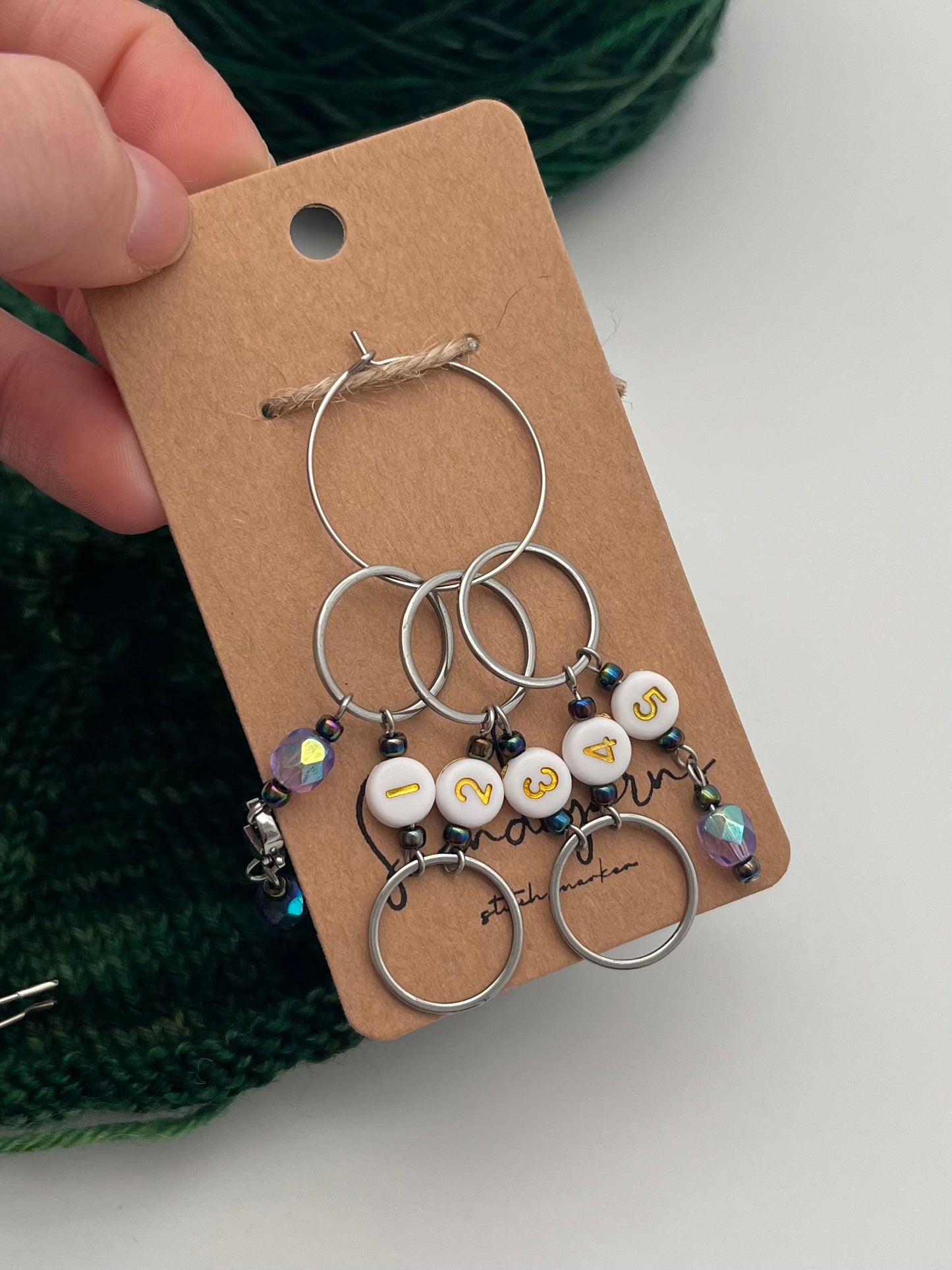 Reihenzähler 1-5 Rondellperle mit großem Ring Silber