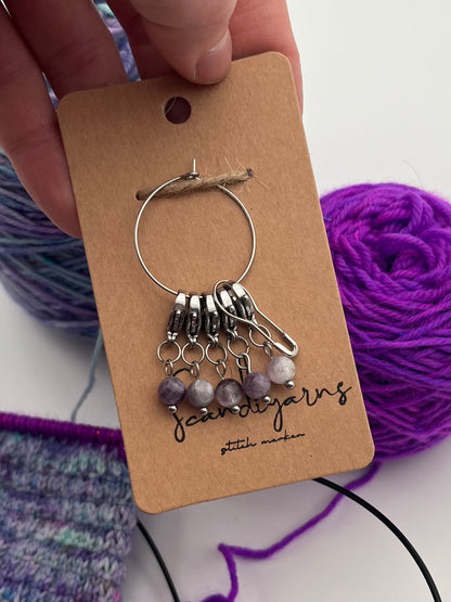 Amethyst mit Karabiner 5er Set Silber