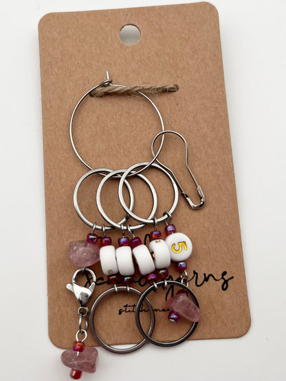 Reihenzähler 1-5 Erdbeerquarz mit großem Ring Silber