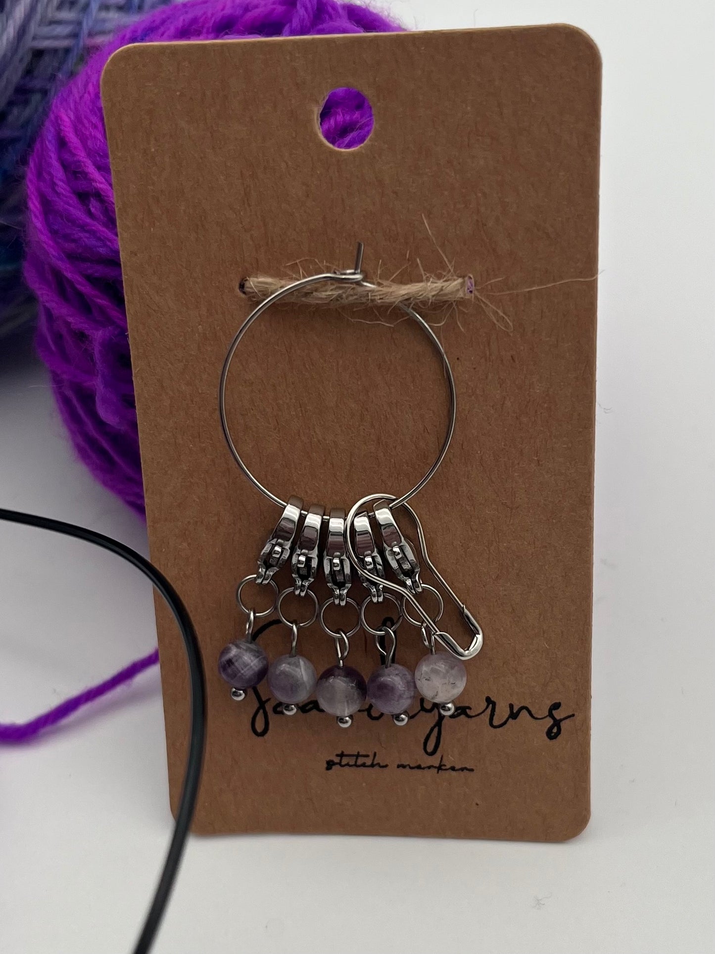 Amethyst mit Karabiner 5er Set Silber