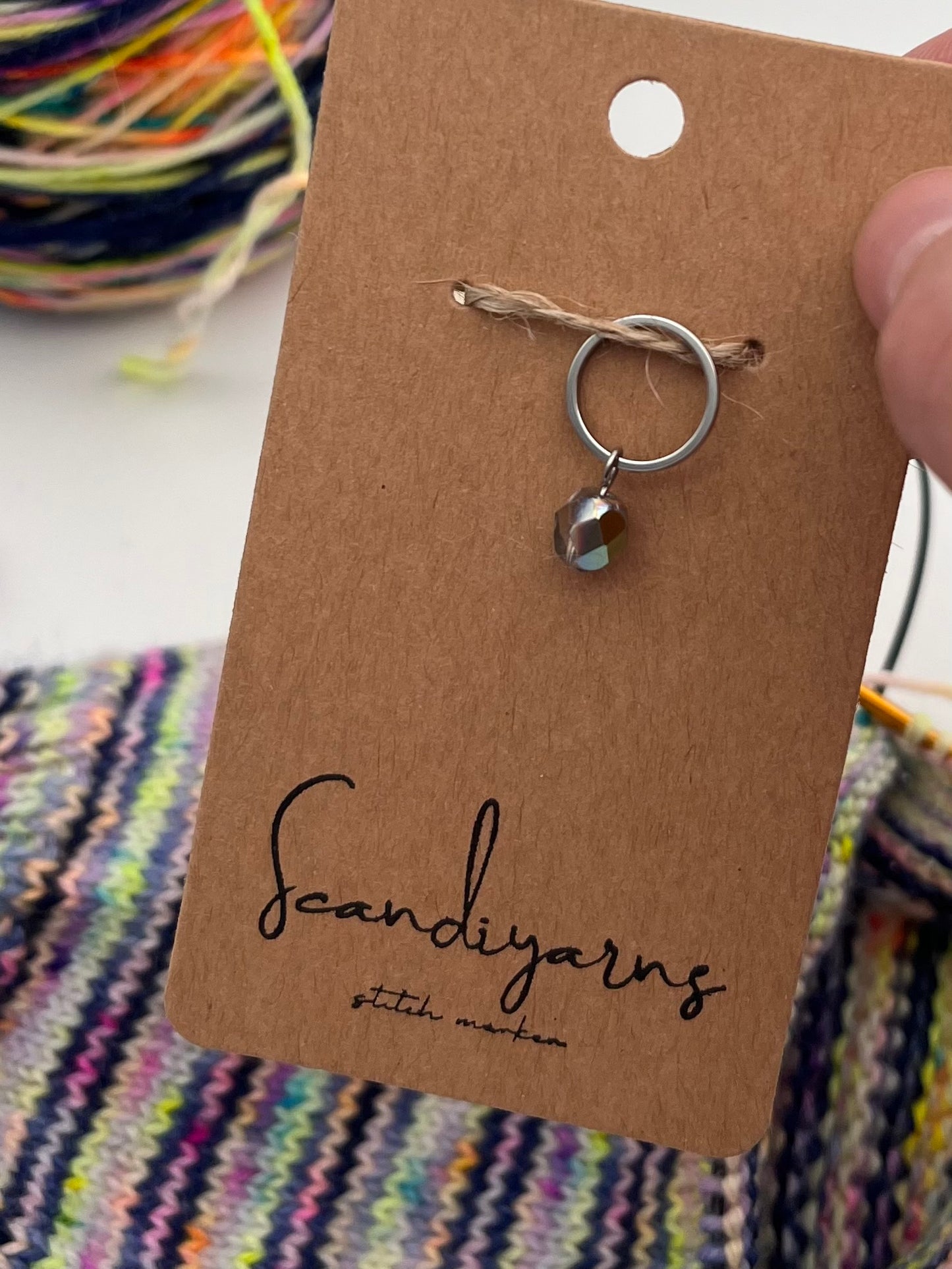 Rondellperle Bunt mit kleinem Ring Silber