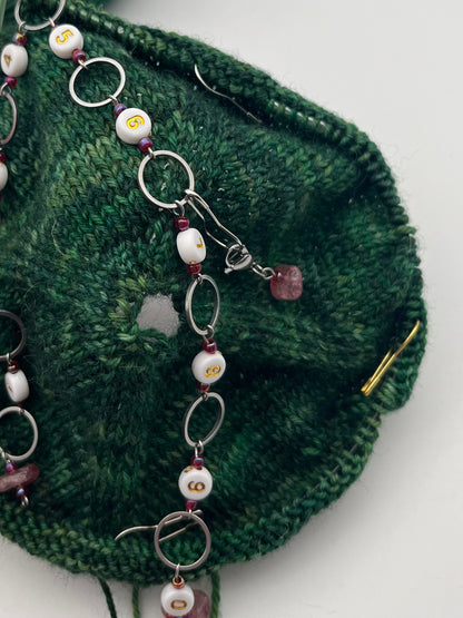 Reihenzähler 1-10 Erdbeerquarz mit kleinem Ring Silber