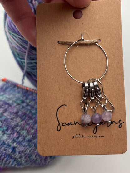 Amethyst mit Karabiner 3er Set Silber