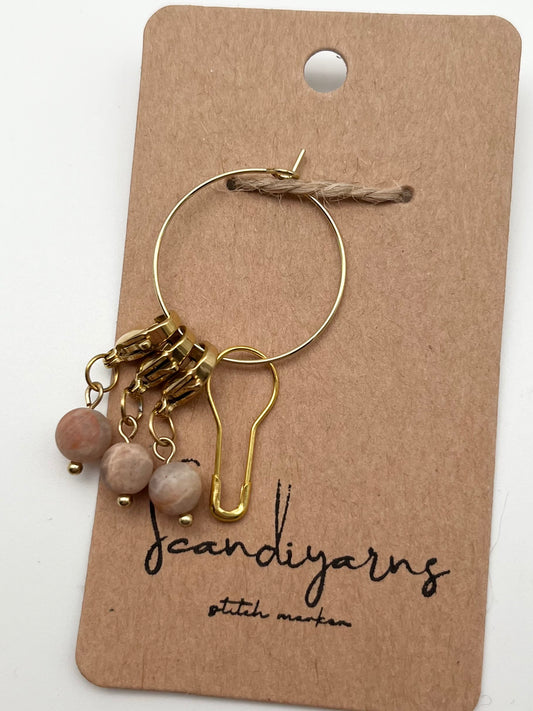 Sonnenstein mit Karabiner 3er Set Gold