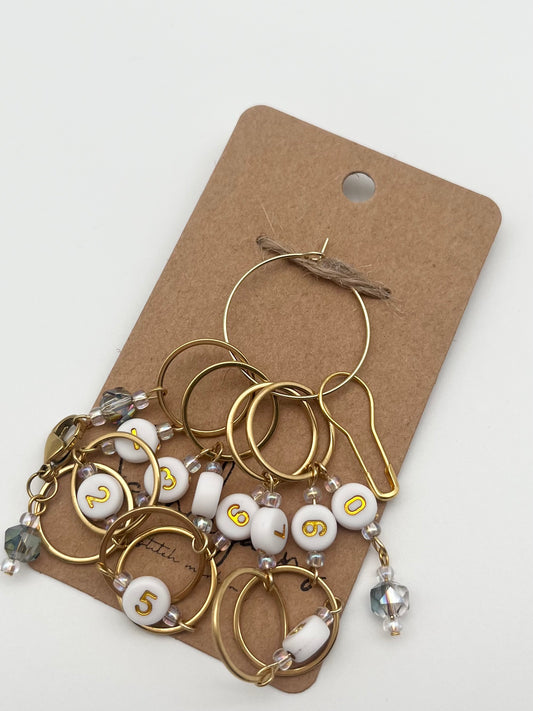 Reihenzähler 1-10 Facettperle mit großem Ring Gold