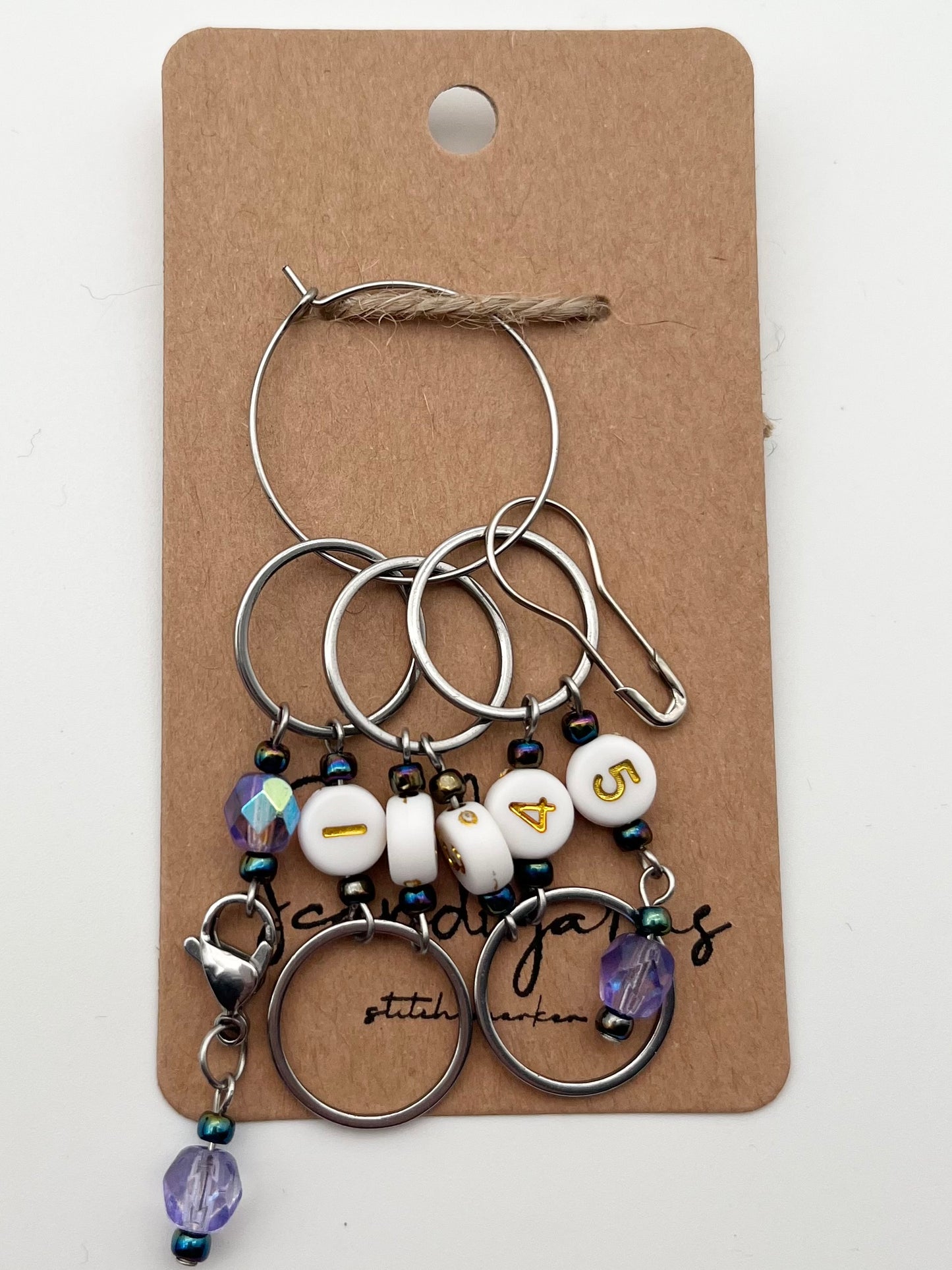 Reihenzähler 1-5 Rondellperle mit großem Ring Silber