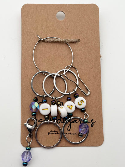 Reihenzähler 1-5 Rondellperle mit großem Ring Silber