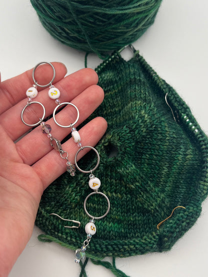 Reihenzähler 1-5 Facettperle mit großem Ring Silber