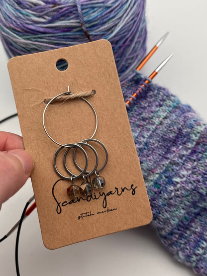 Facettperlen Rosa, Kupfer, Blau mit großem Ring 3er Set Silber