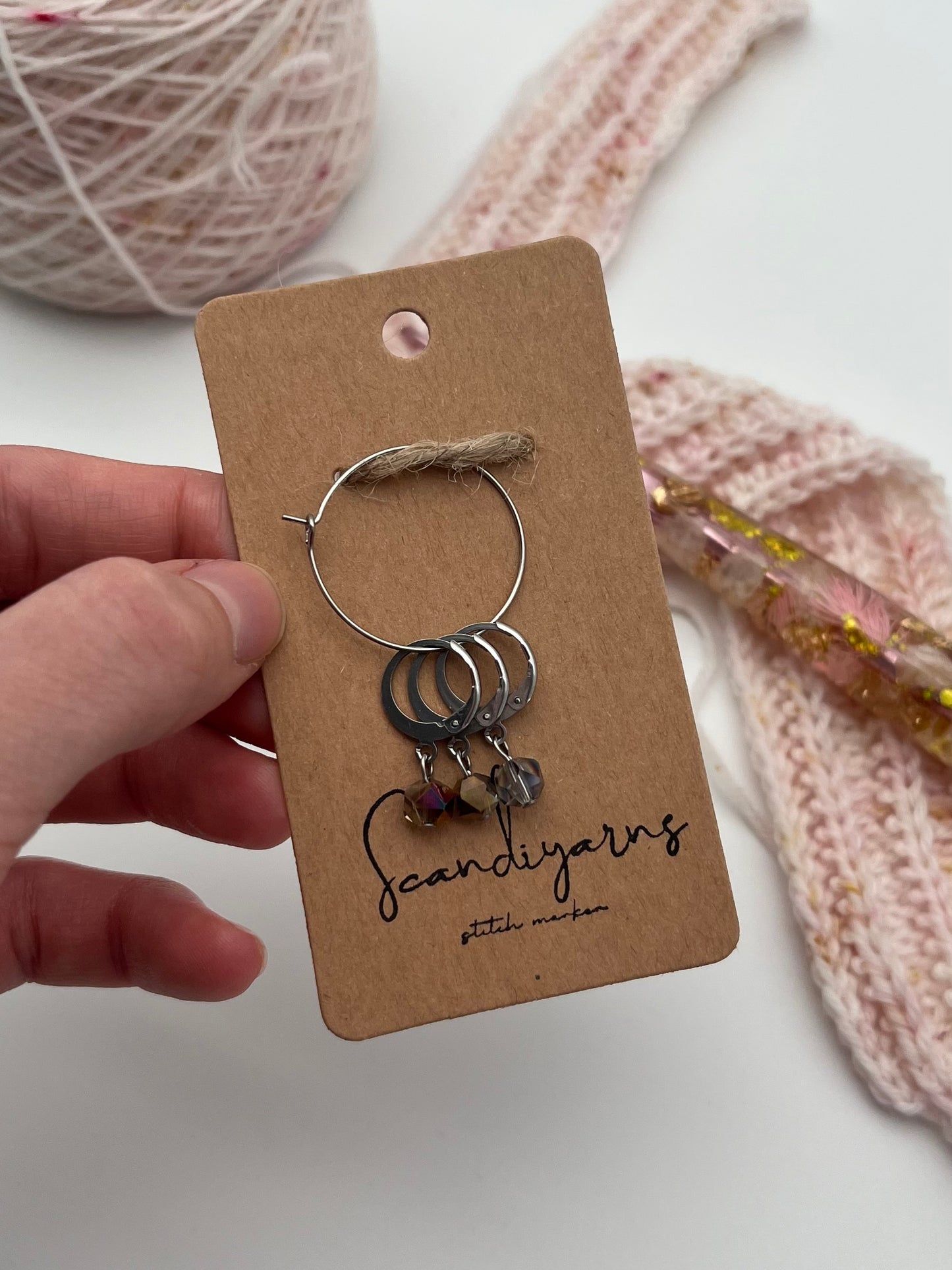 Facettperlen Rosa, Kupfer, Blau mit Huggie 3er Set Silber