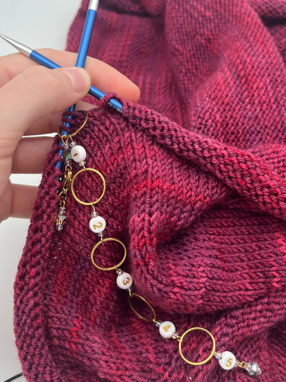 Reihenzähler 1-5 Facettperle mit großem Ring Gold