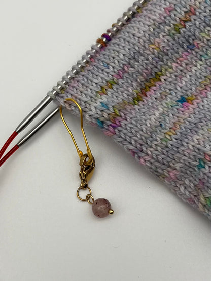 Erdbeerquarz mit Karabiner 3er Set Gold