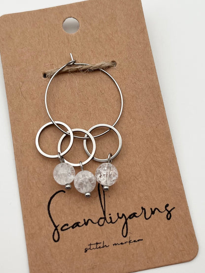 Quarz mit kleinem Ring 3er Set Silber