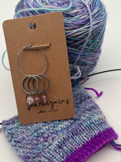 Erdbeerquarz mit großem Ring 3er Set Silber