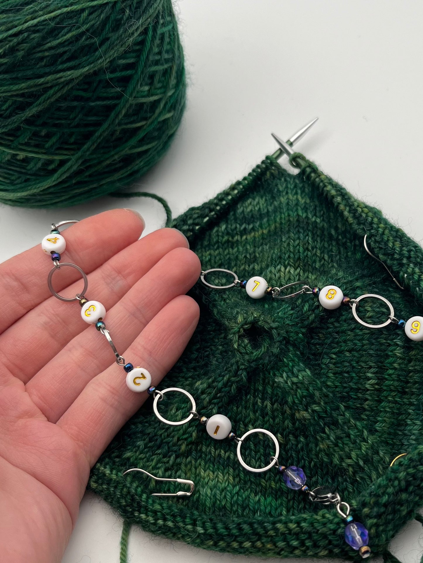 Reihenzähler 1-10 Rondellperle mit kleinem Ring Silber