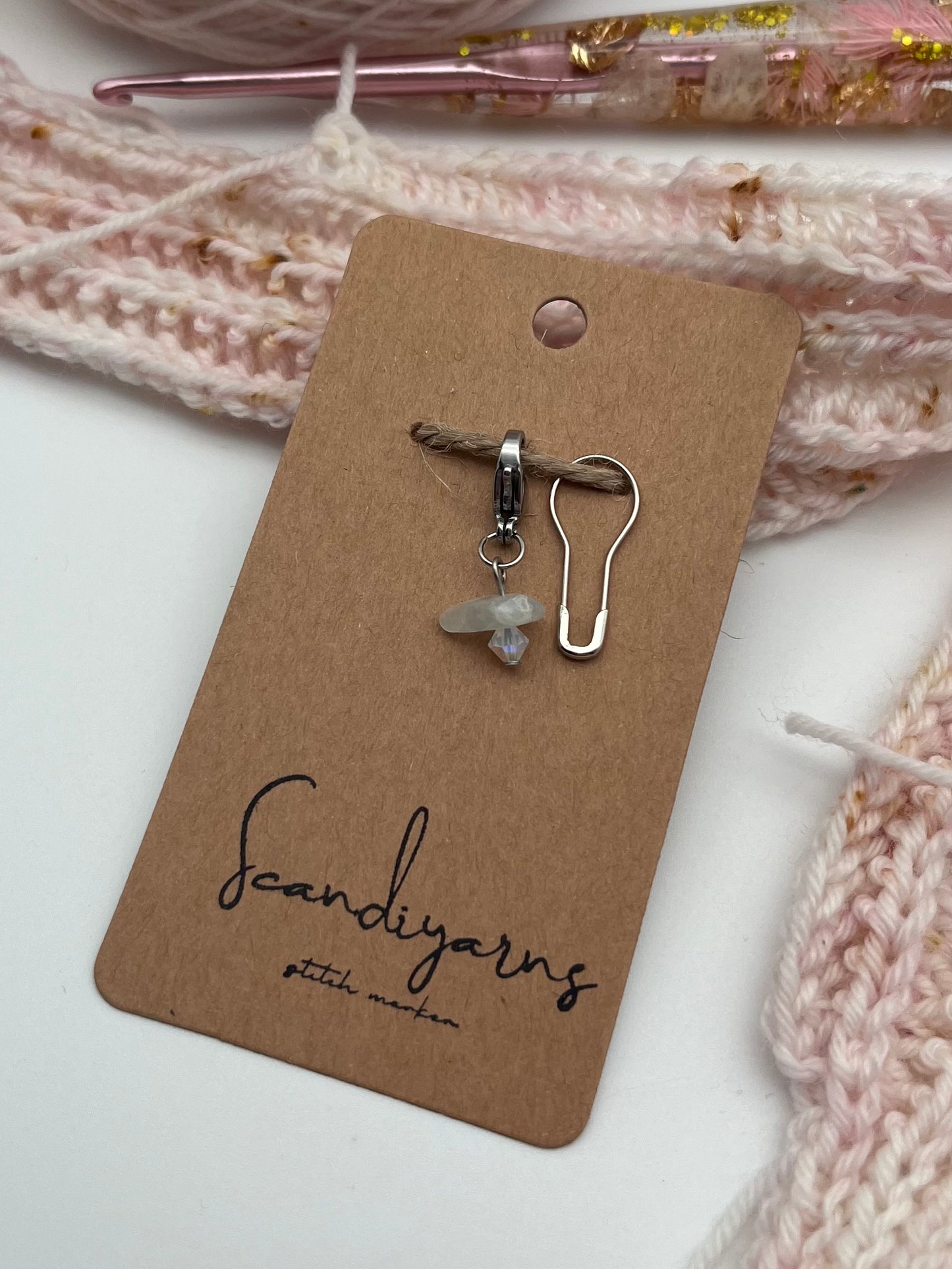 Fluorit und Facettperle mit Karabiner Silber