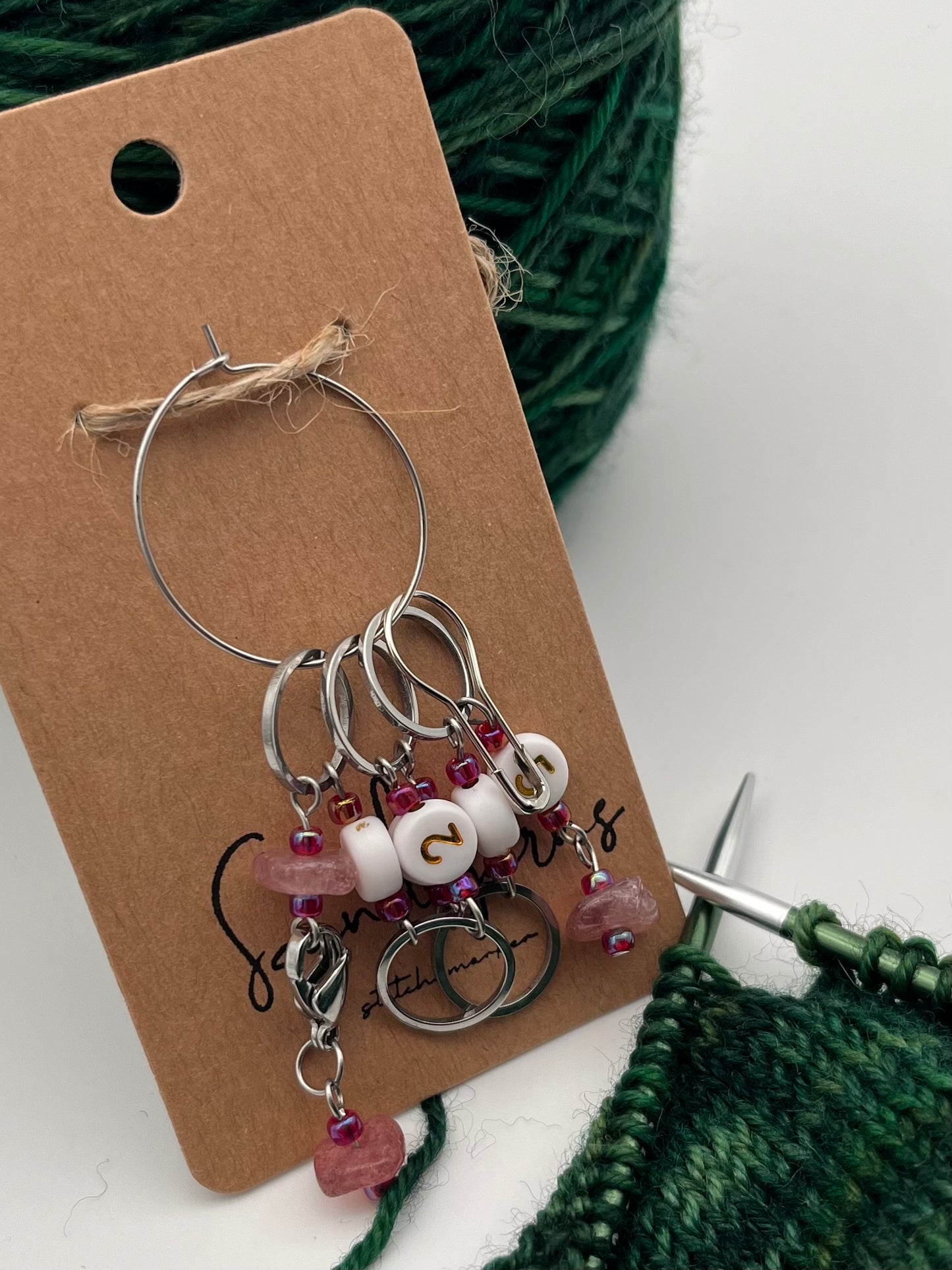 Reihenzähler 1-5 Erdbeerquarz mit kleinem Ring Silber