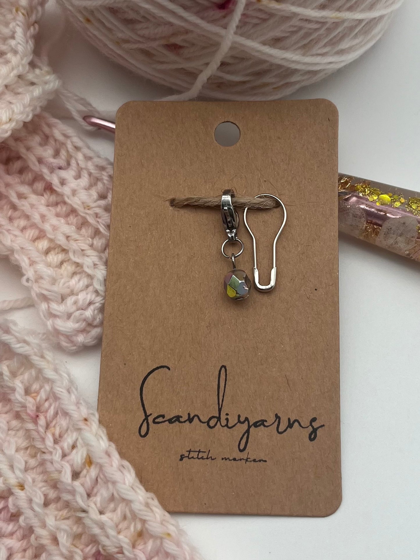 Rondellperle Bunt mit Karabiner Silber