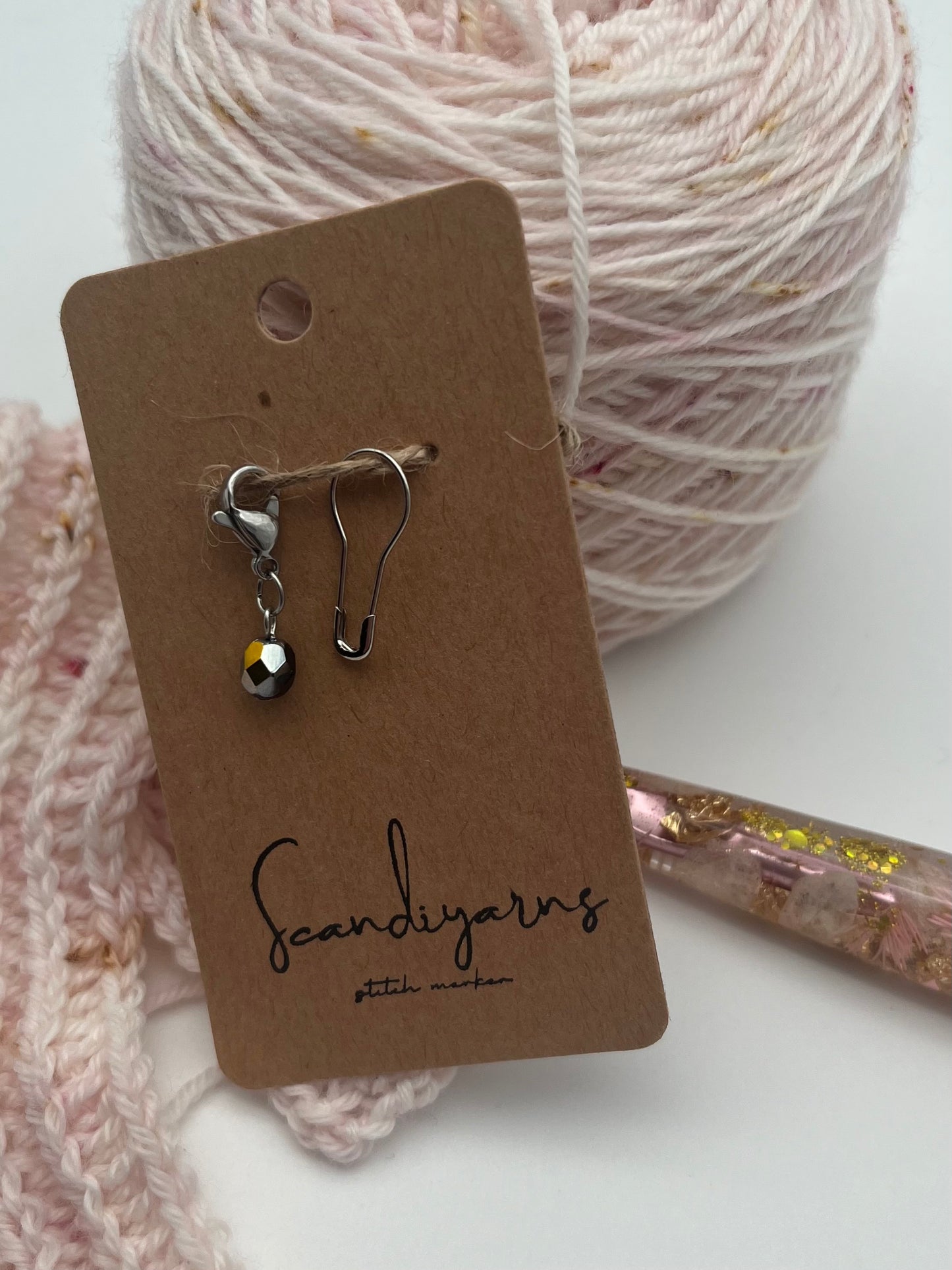 Rondellperle Schwarz mit Karabiner Silber