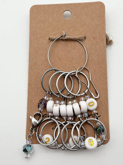 Reihenzähler 1-10 Facettperle mit großem Ring Silber