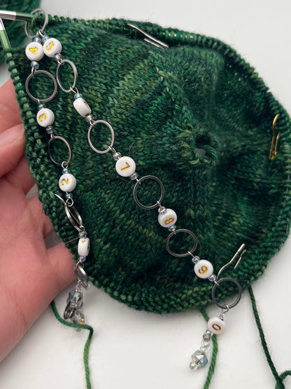 Reihenzähler 1-10 Facettperle mit kleinem Ring Silber