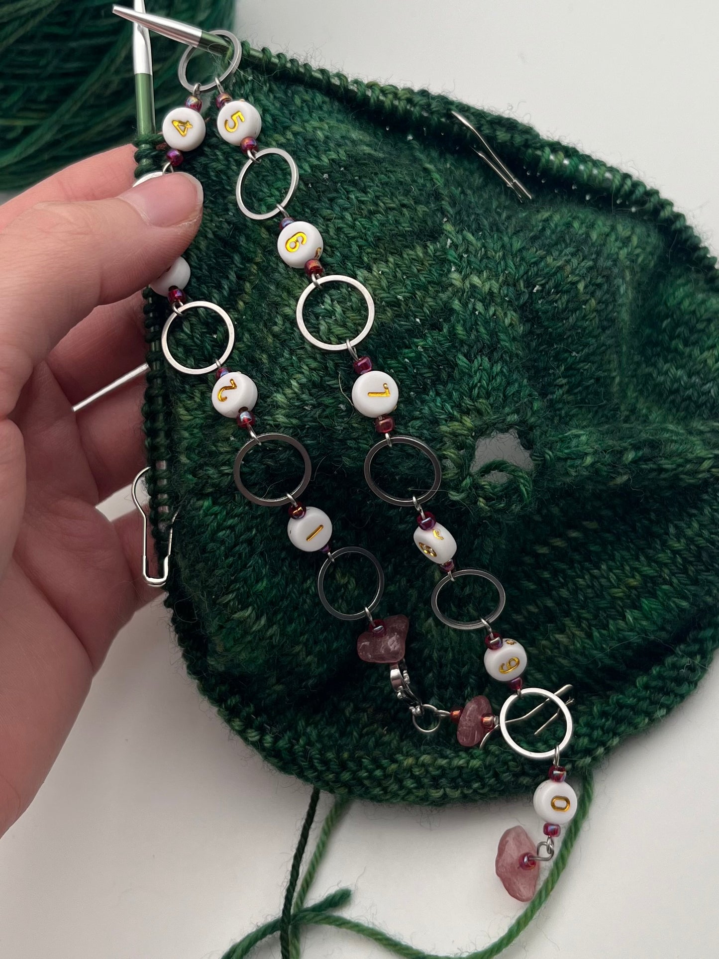 Reihenzähler 1-10 Erdbeerquarz mit kleinem Ring Silber