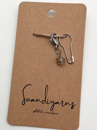 Facettperle Rosa mit Karabiner Silber