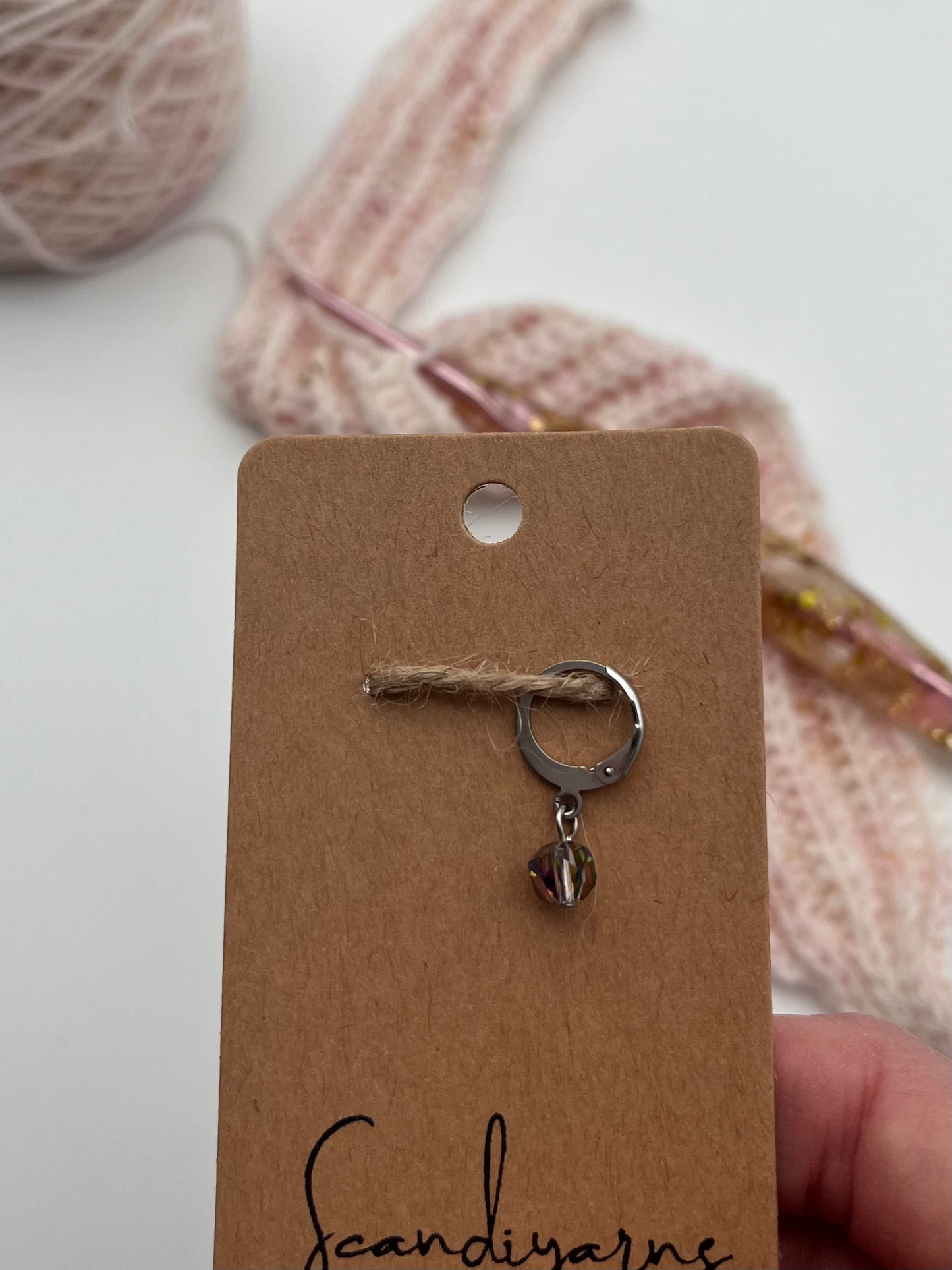 Facettperle Rosa mit Huggie Silber