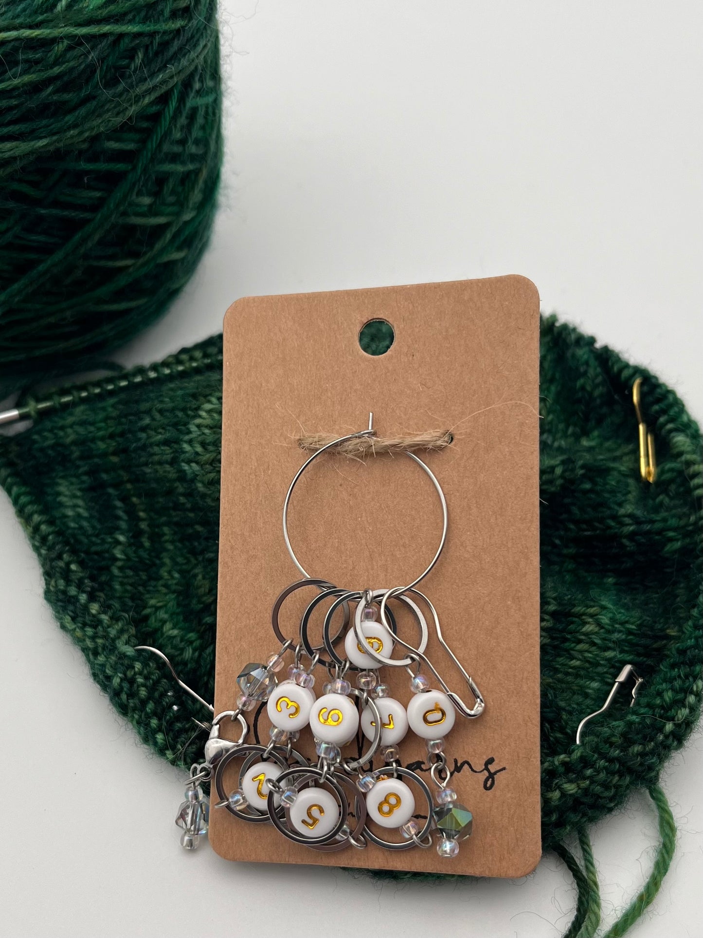 Reihenzähler 1-10 Facettperle mit kleinem Ring Silber