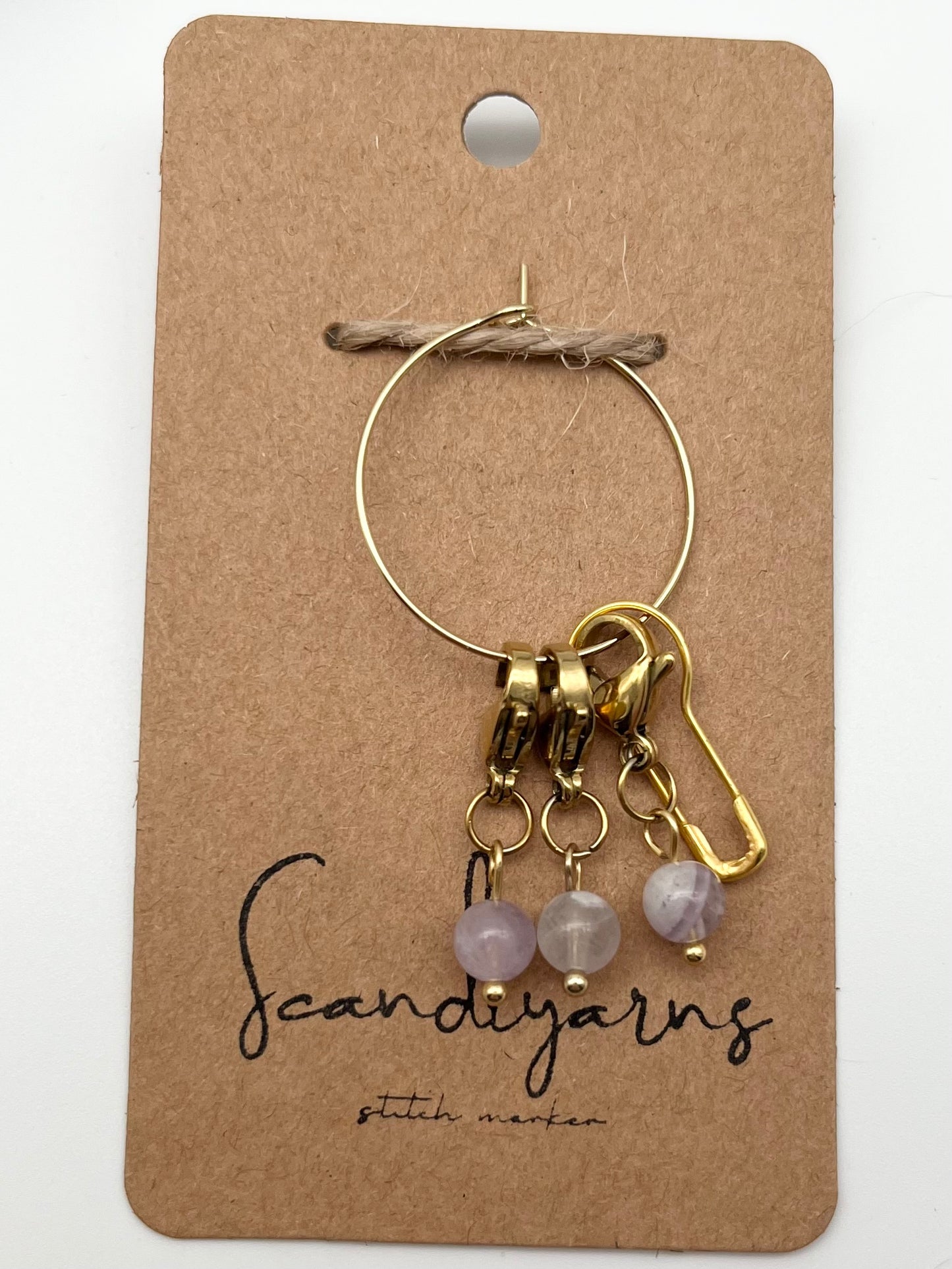 Amethyst mit Karabiner 3er Set Gold