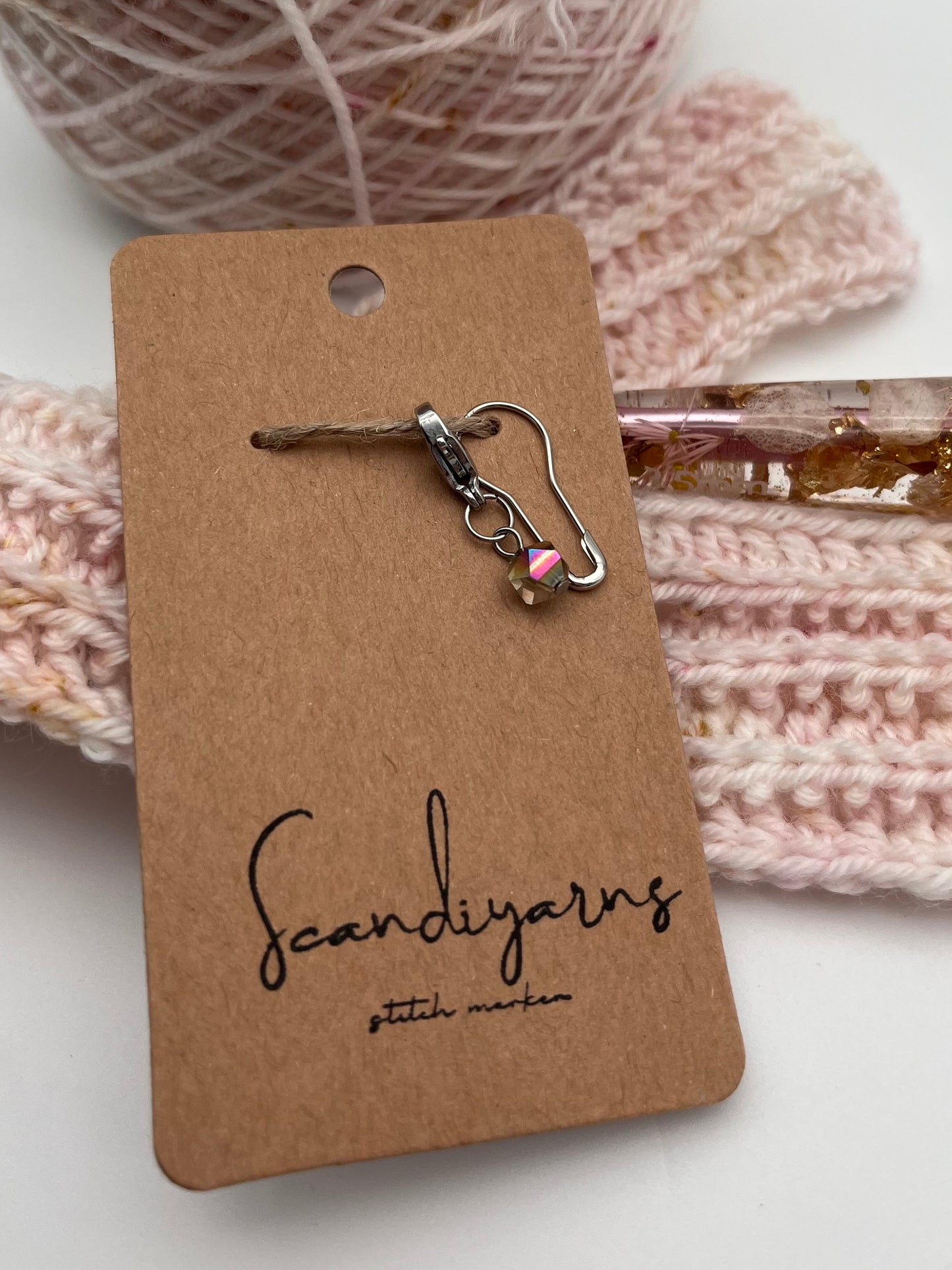 Facettperle Rosa mit Karabiner Silber