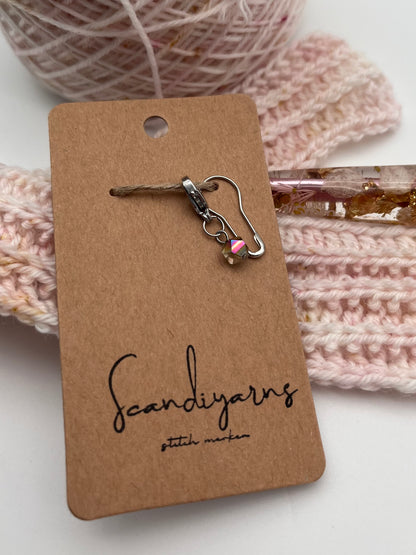 Facettperle Rosa mit Karabiner Silber