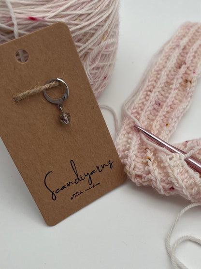 Facettperle Rosa mit Huggie Silber