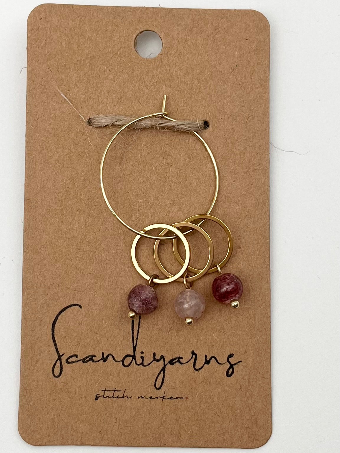 Erdbeerquarz mit kleinem Ring 3er Set Gold