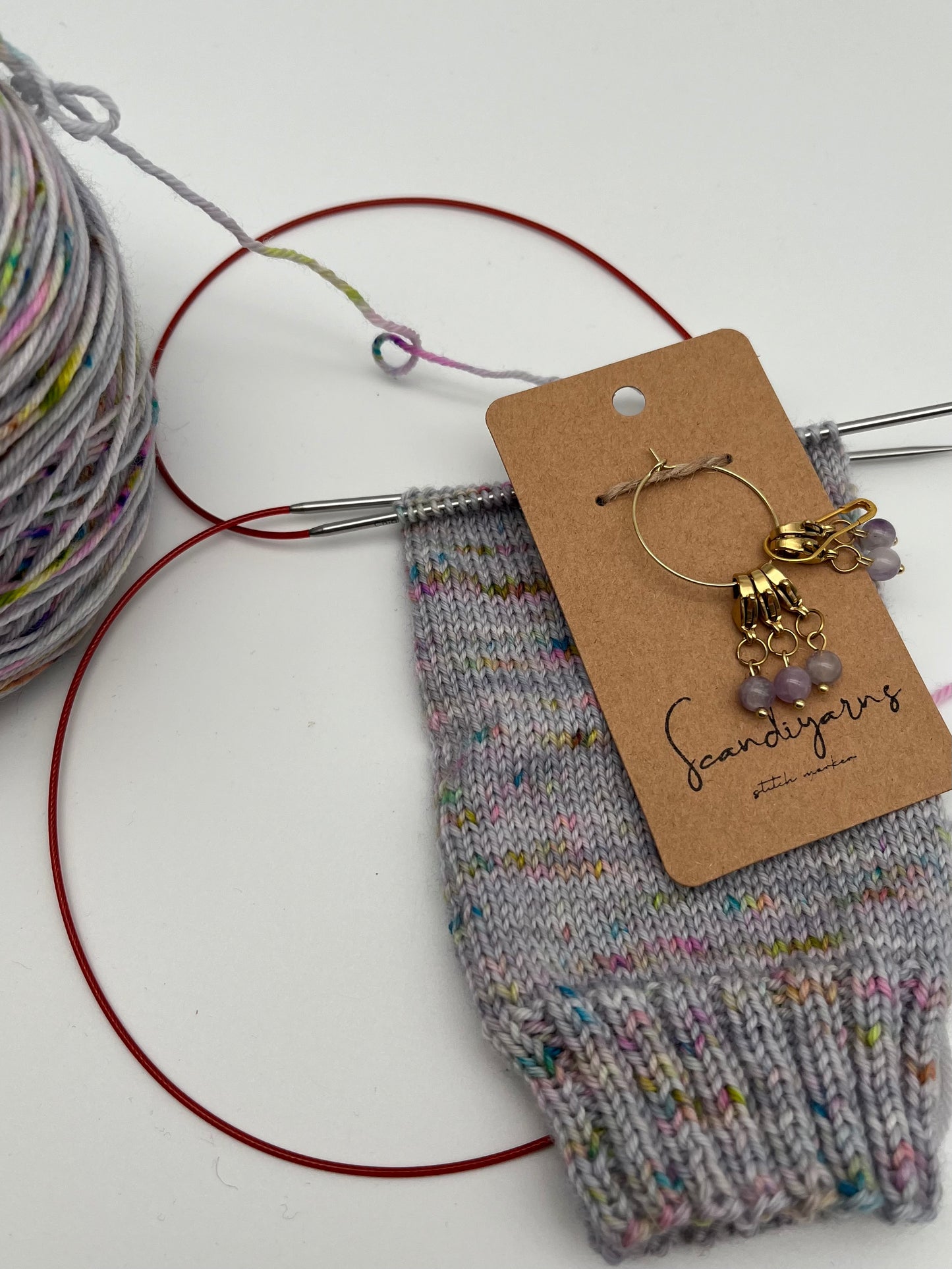 Amethyst mit Karabiner 5er Set Gold