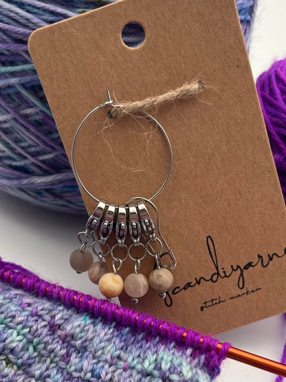 Sonnenstein mit Karabiner 5er Set Silber