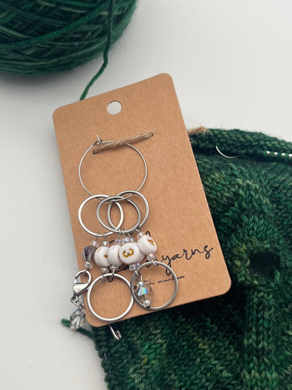 Reihenzähler 1-5 Facettperle mit großem Ring Silber