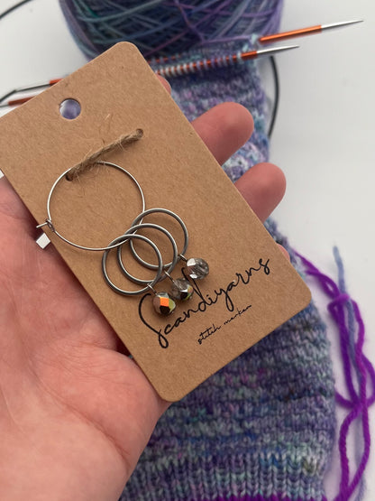 Rondellperlen Schwarz, Bunt, Silber mit großem Ring 3er Set Silber