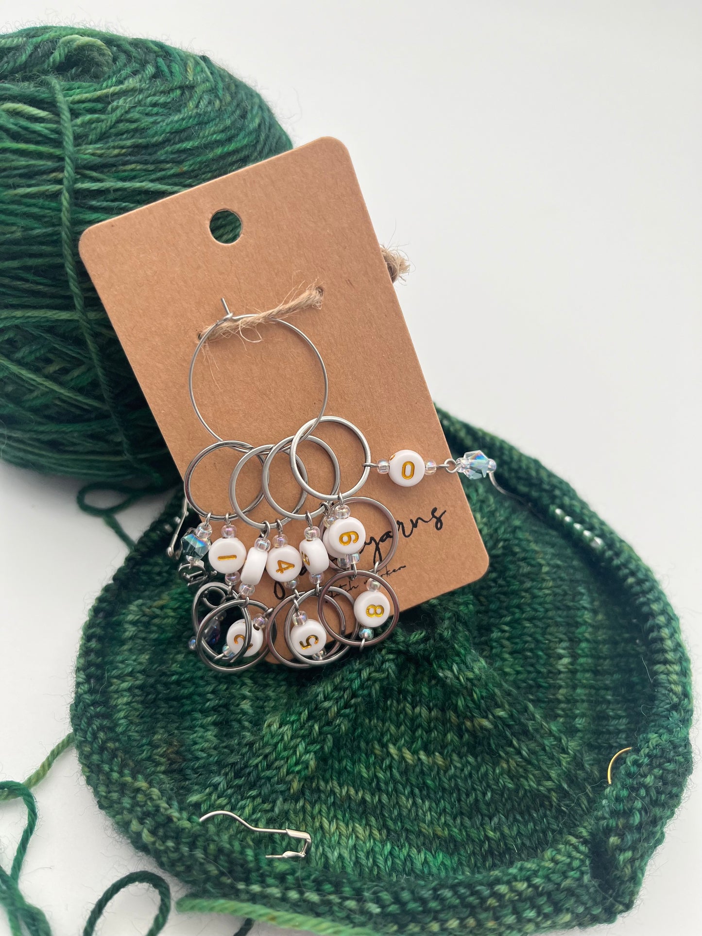 Reihenzähler 1-10 Facettperle mit großem Ring Silber