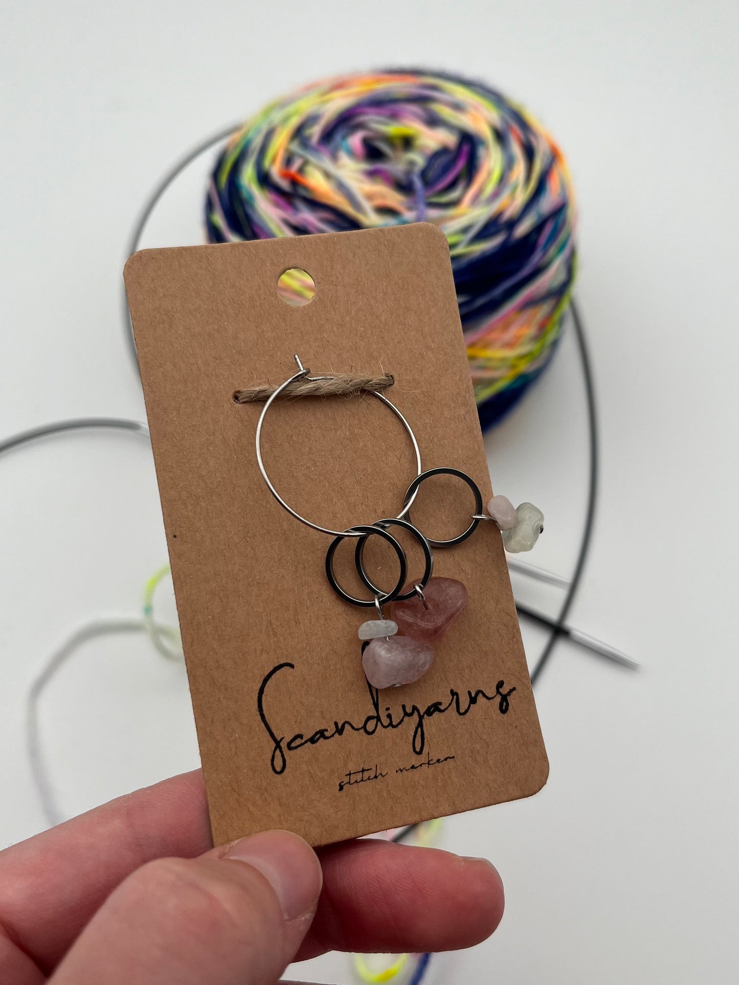 Erdbeerquarz und Morganit Stein mit kleinem Ring 3er Set Silber